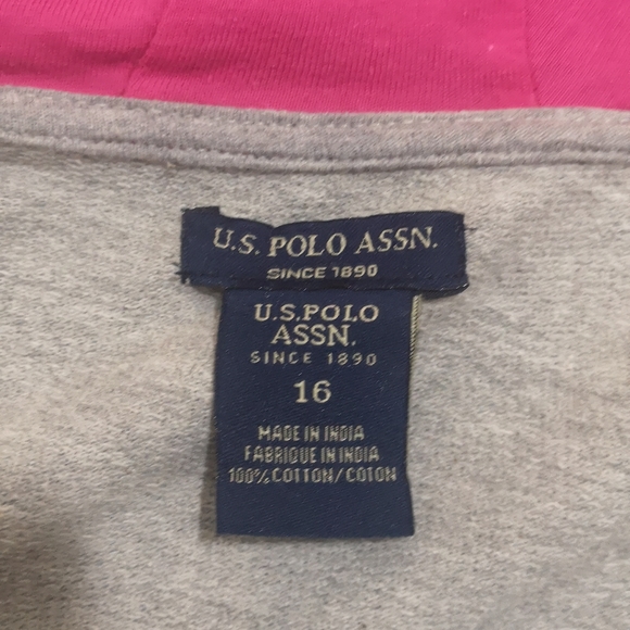 Grey and Pink Zip-Up Hoodie, U.S Polo Assn - Picture 3 of 3